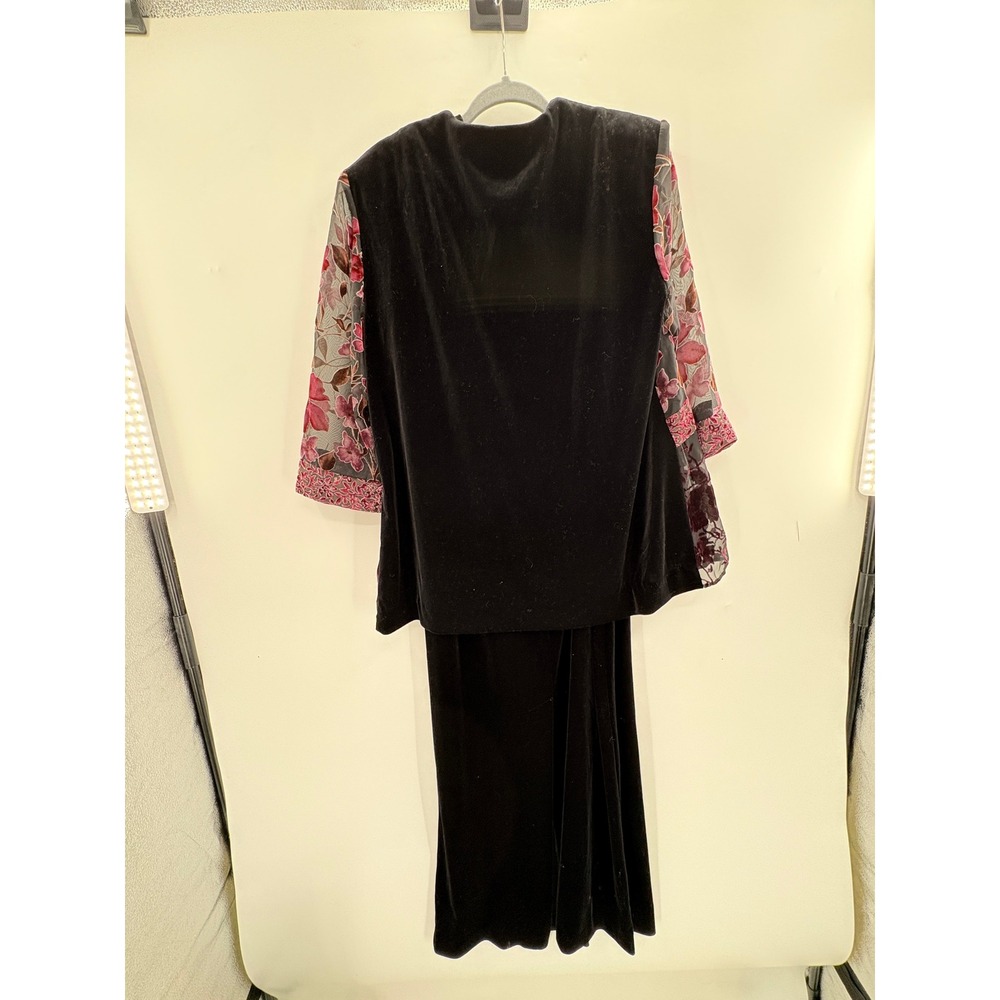 R&M Richards Black Velvet Maxi Dress & Floral Burnout Jacket Set 2PC Formal - Picture 8 of 16